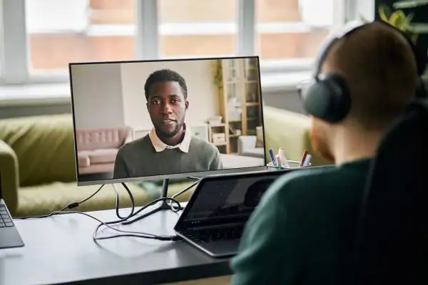 Man attending online mediation Spennymoor MIAMS session